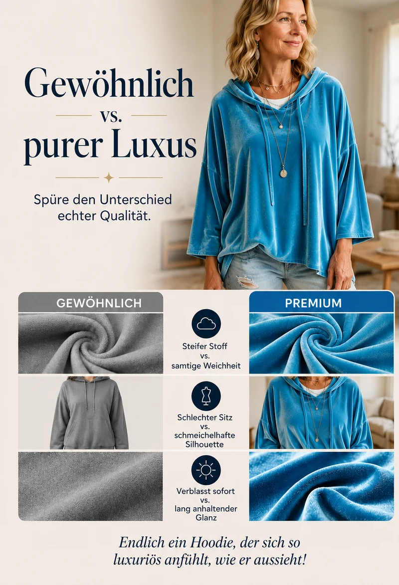 Vylmira | Lockerer Samt-Hoodie mit verstellbarem Kordelzug