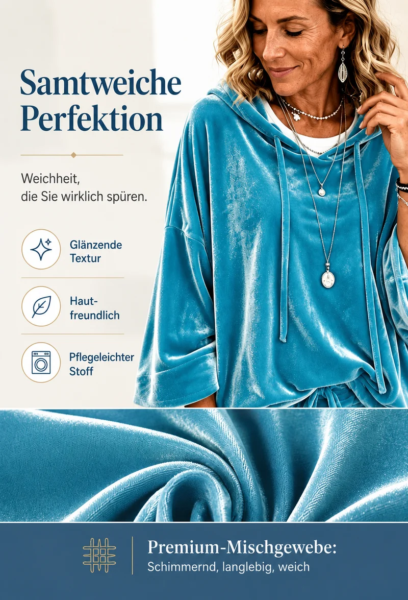 Vylmira | Lockerer Samt-Hoodie mit verstellbarem Kordelzug