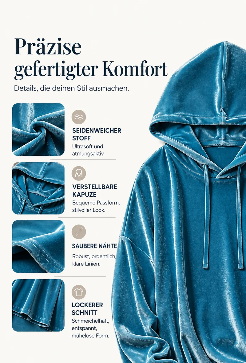 Vylmira | Lockerer Samt-Hoodie mit verstellbarem Kordelzug