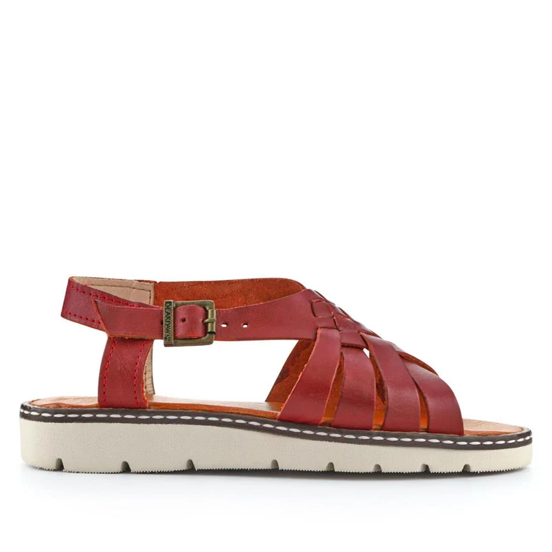 Adjustable-Buckled Leather Sandals - EDNB40092 / 326 912 - Red