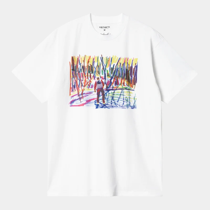 Carhartt WIP Herren Ollie Mac Icy Lake Kurzarm-Bio-T-Shirt – Weiß
