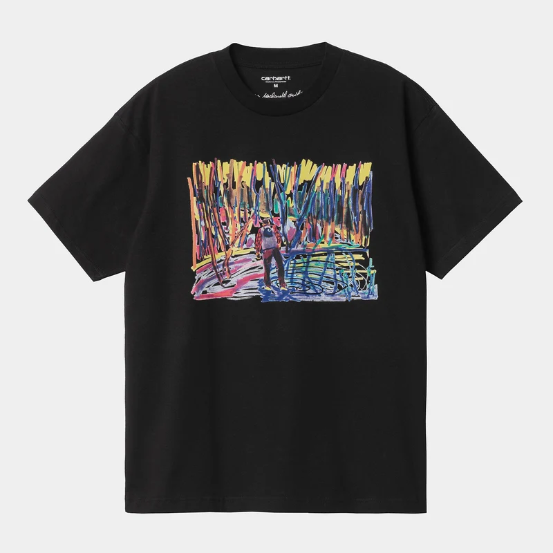Carhartt WIP Herren Ollie Mac Icy Lake Kurzarm-Bio-T-Shirt – Schwarz