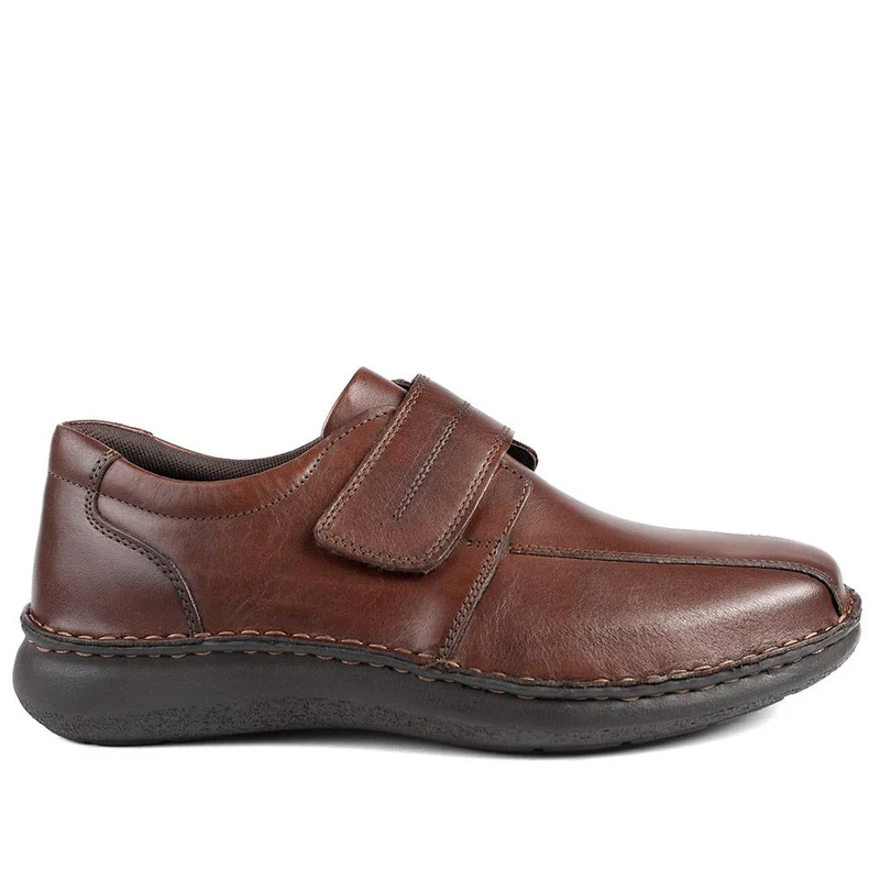 Wide Fit Leather Smart Adjustable Fit Shoes - PARK42060 / 328 431 - Dark Brown