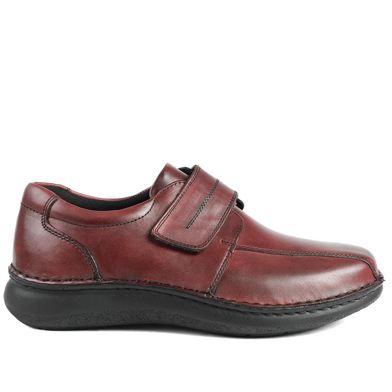Wide Fit Leather Smart Adjustable Fit Shoes - PARK42060 / 328 431 - Bordeaux