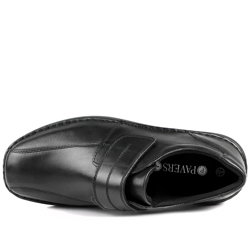 Wide Fit Leather Smart Adjustable Fit Shoes - PARK42060 / 328 431 - Black
