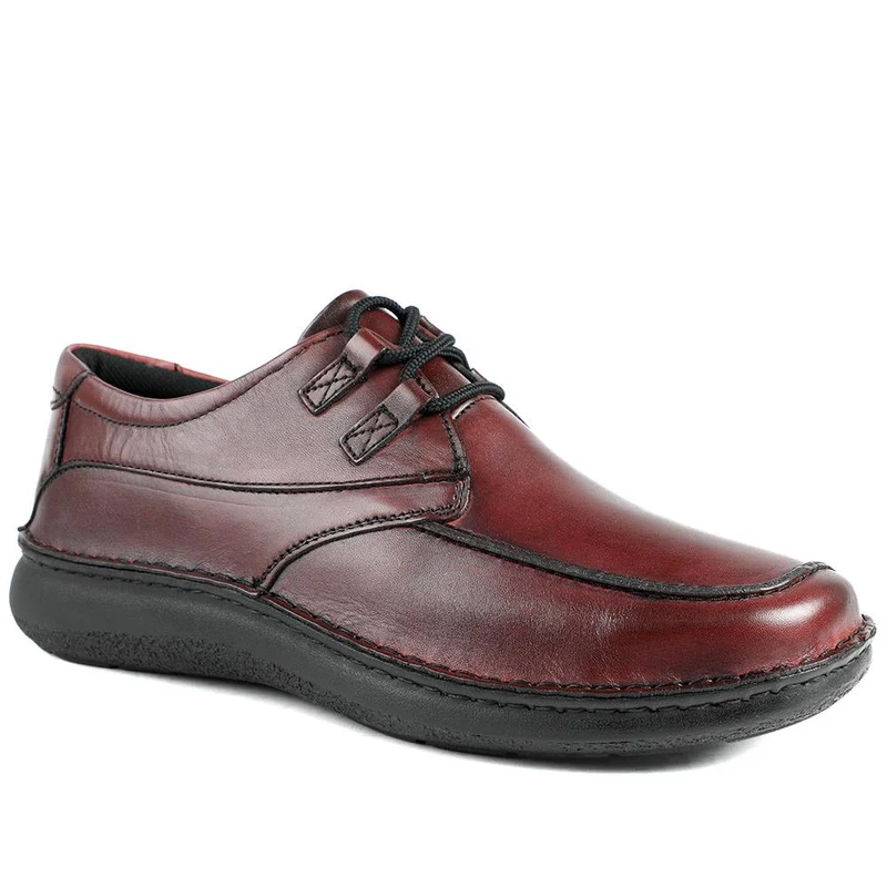 Wide Fit Leather Casual Lace Up Shoes - PARK42059 / 328 430