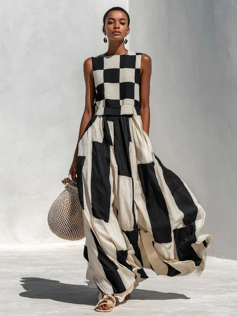 Heijas | Weites Sommerkleid mit kontrastreichen Mustern