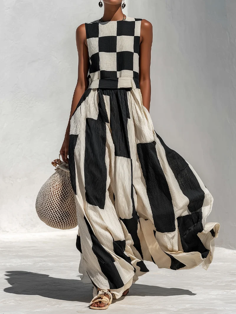 Heijas | Weites Sommerkleid mit kontrastreichen Mustern