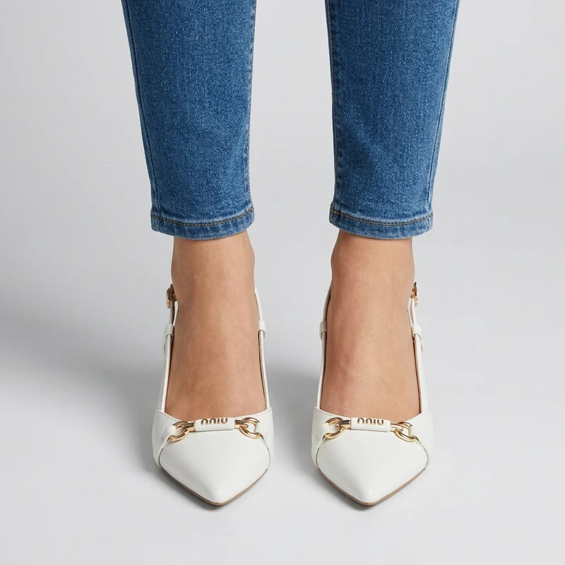 Benedetta | Elegante Slingback-Pumps mit goldenem Detail
