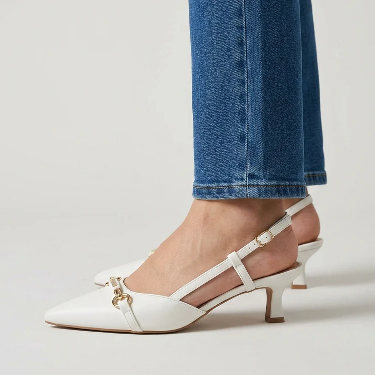 Benedetta | Elegante Slingback-Pumps mit goldenem Detail