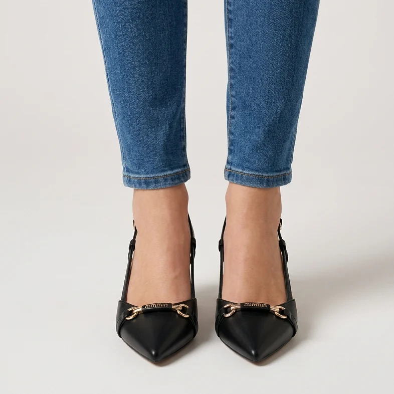 Benedetta | Elegante Slingback-Pumps mit goldenem Detail