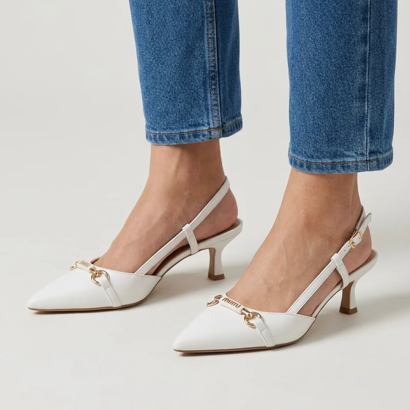 Benedetta | Elegante Slingback-Pumps mit goldenem Detail