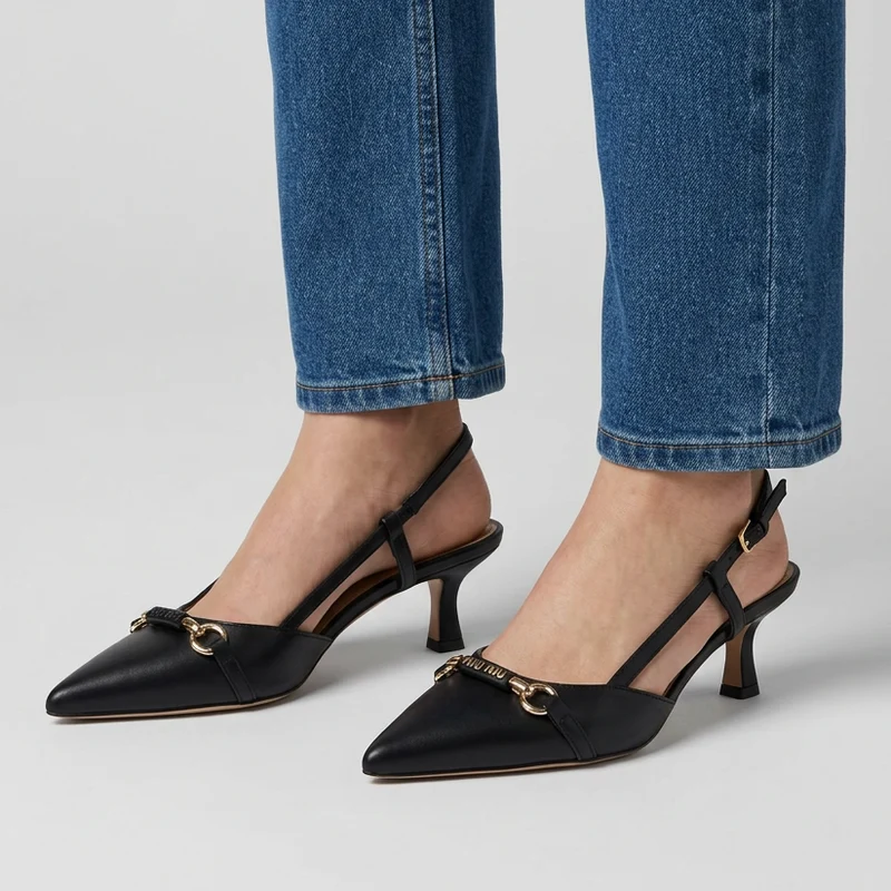 Benedetta | Elegante Slingback-Pumps mit goldenem Detail
