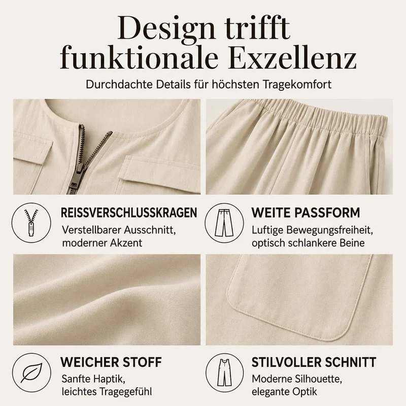 Damisha | Ärmelloses Zweiteiler-Set mit Halbzipper und Shorts