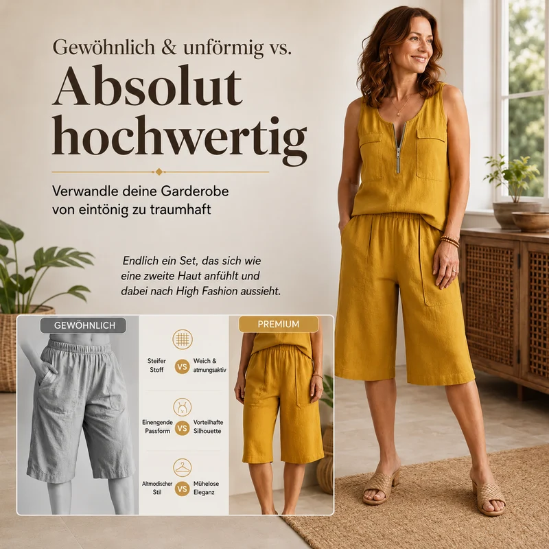 Damisha | Ärmelloses Zweiteiler-Set mit Halbzipper und Shorts