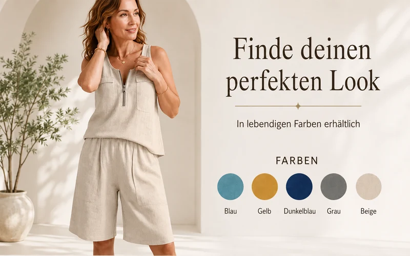 Damisha | Ärmelloses Zweiteiler-Set mit Halbzipper und Shorts