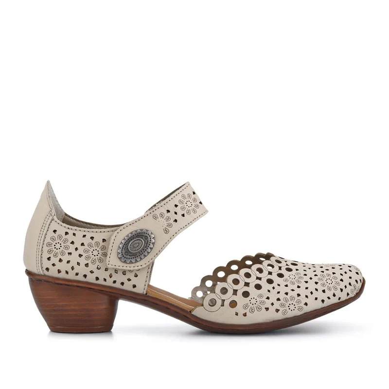 Leather Cuban-Heeled Mary Janes - RKR41536 / 327 286 - Beige