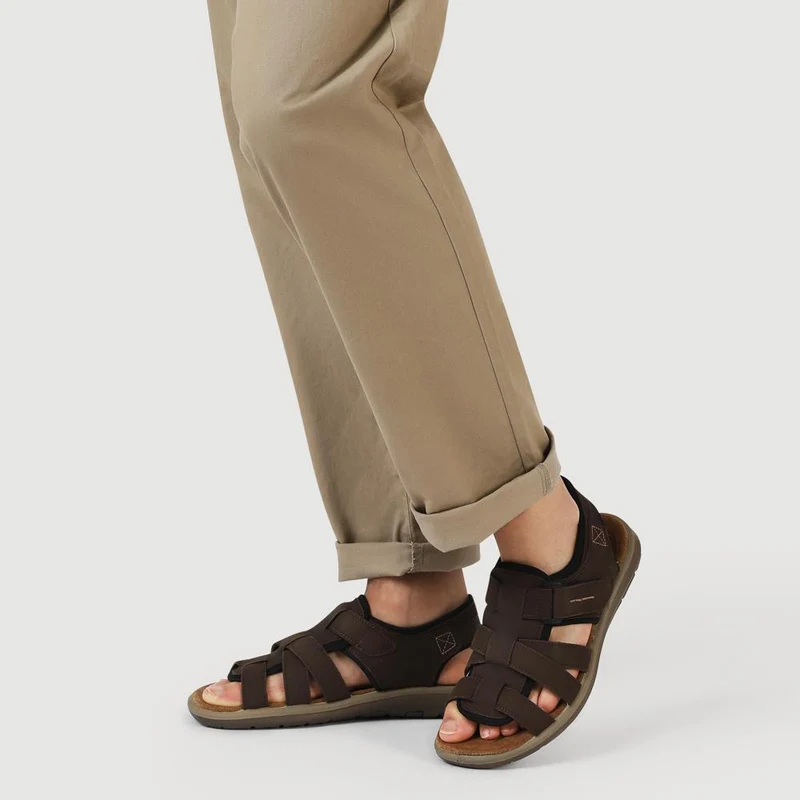 Leather Touch-Fasten Sandals - DDIN41010 / 327 397 - Brown