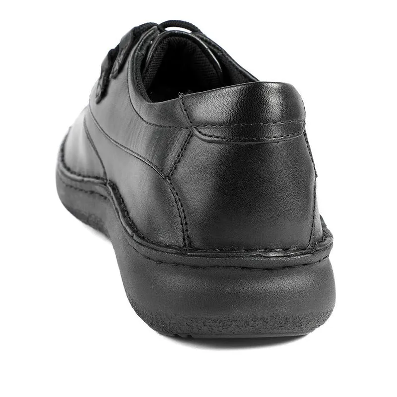 Wide Fit Leather Casual Lace Up Shoes - PARK42059 / 328 430 - Black