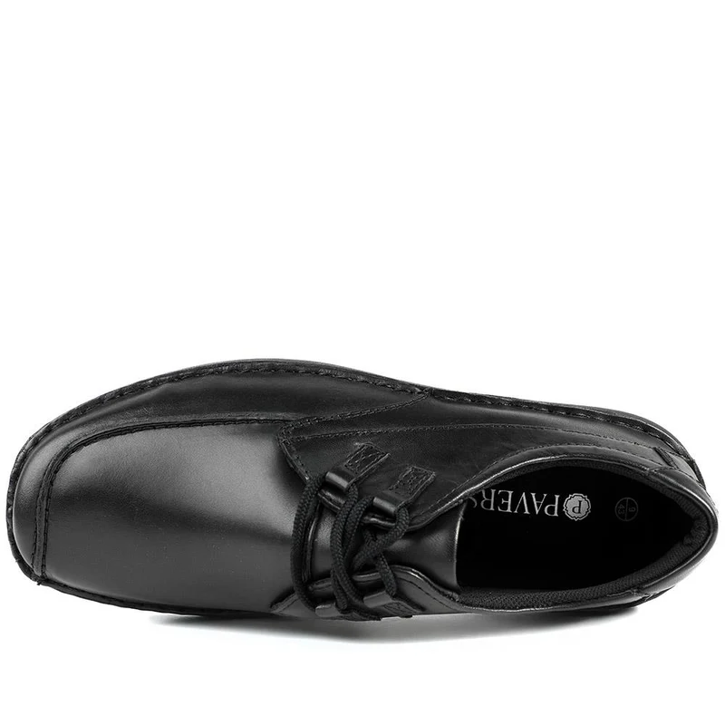 Wide Fit Leather Casual Lace Up Shoes - PARK42059 / 328 430 - Black