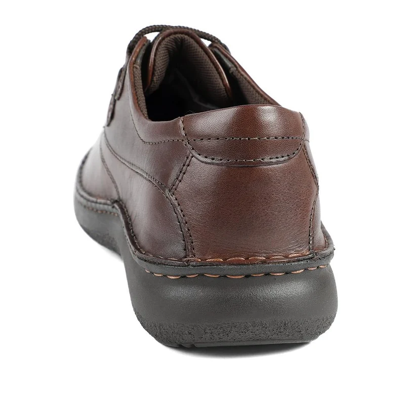 Wide Fit Leather Casual Lace Up Shoes - PARK42059 / 328 430 - Dark Brown