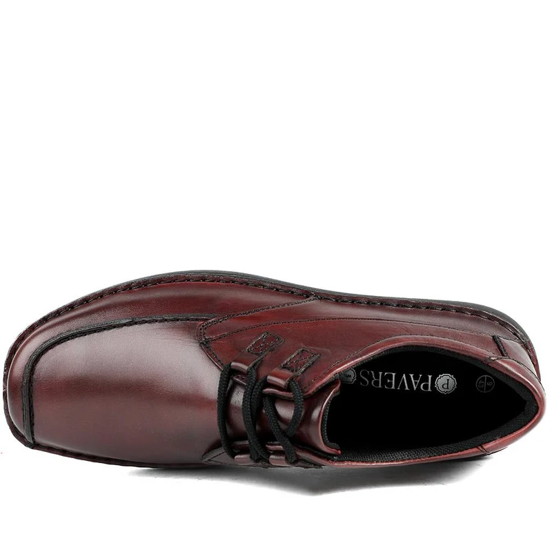 Wide Fit Leather Casual Lace Up Shoes - PARK42059 / 328 430 - Bordeaux