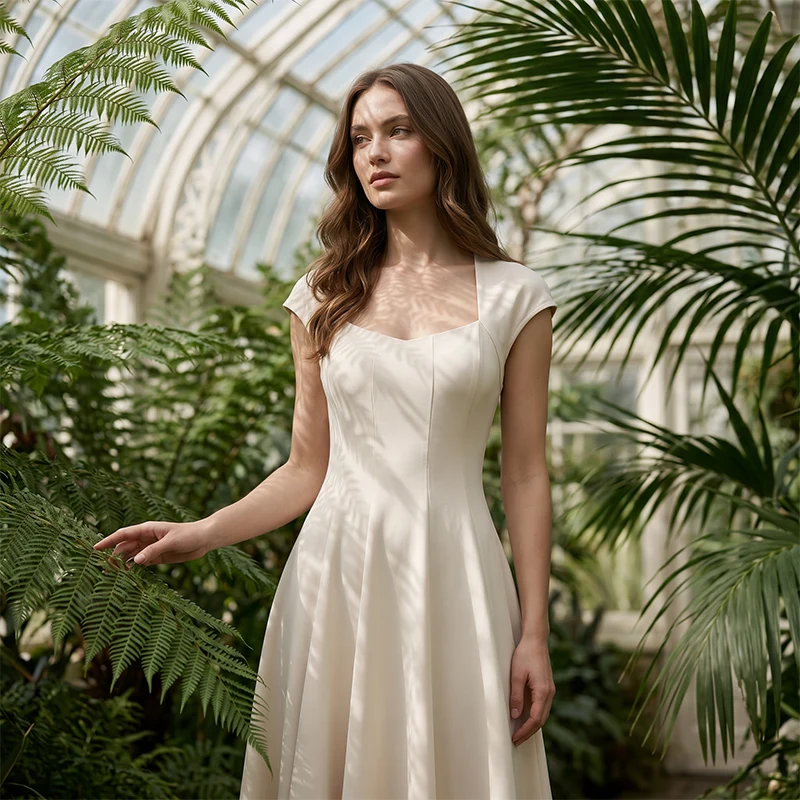 Bethiena | Elegantes A-Linien-Kleid mit Karree-Ausschnitt