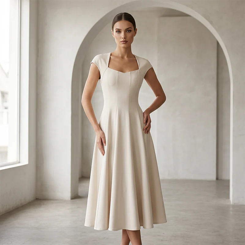 Bethiena | Elegantes A-Linien-Kleid mit Karree-Ausschnitt