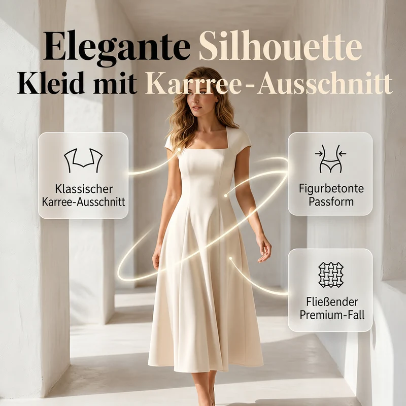 Bethiena | Elegantes A-Linien-Kleid mit Karree-Ausschnitt