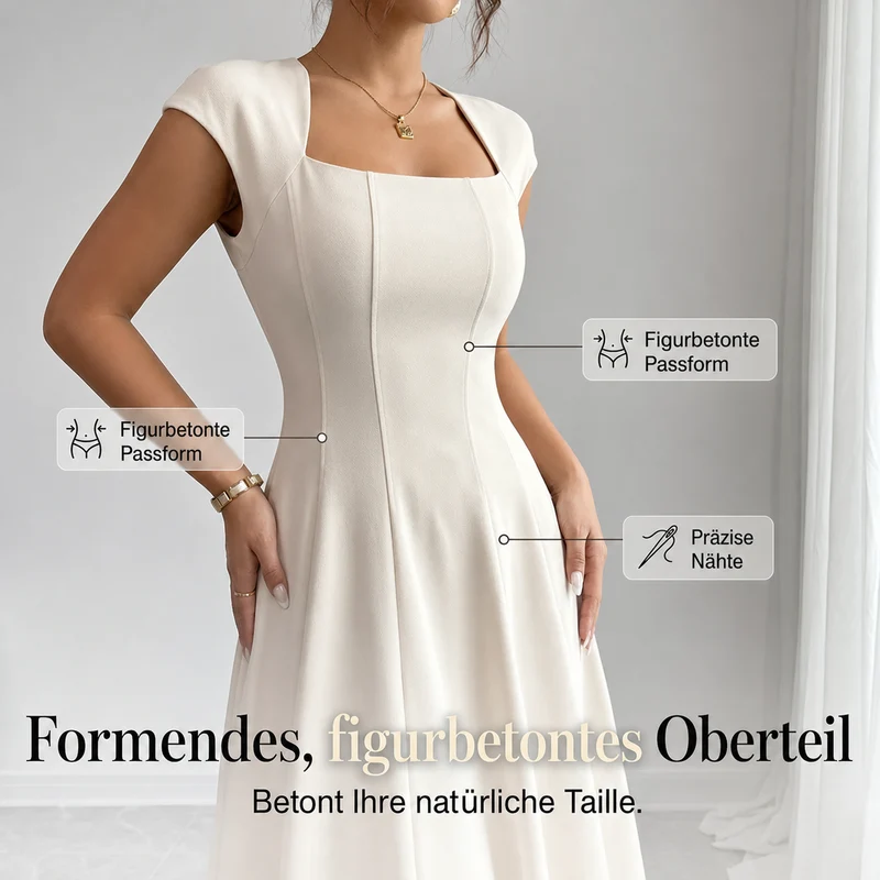 Bethiena | Elegantes A-Linien-Kleid mit Karree-Ausschnitt