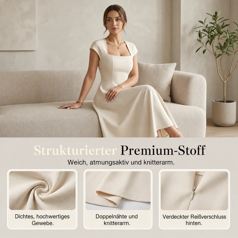 Bethiena | Elegantes A-Linien-Kleid mit Karree-Ausschnitt