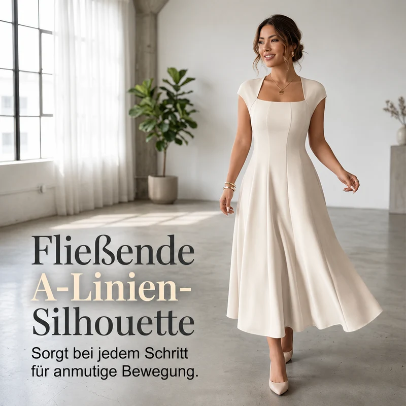 Bethiena | Elegantes A-Linien-Kleid mit Karree-Ausschnitt