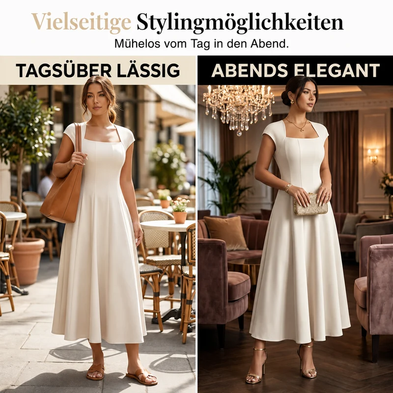 Bethiena | Elegantes A-Linien-Kleid mit Karree-Ausschnitt