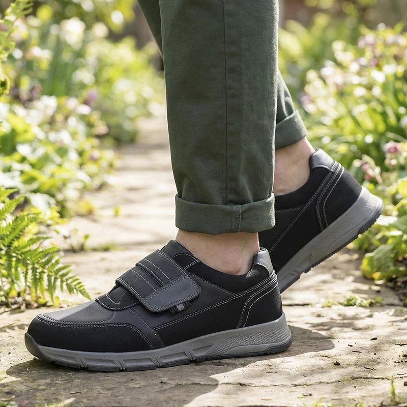 Wide Fit Adjustable Fasten Casual Shoes - WBINS42064 / 327 871 - Black
