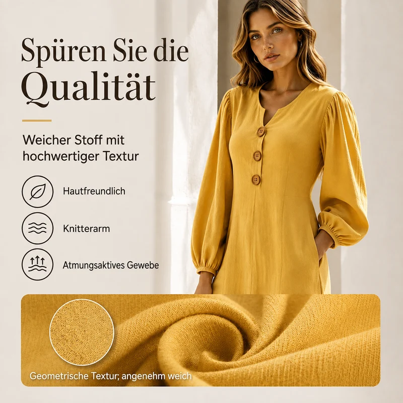 Cathleen | Elegantes Maxikleid mit V-Ausschnitt und Puffärmeln