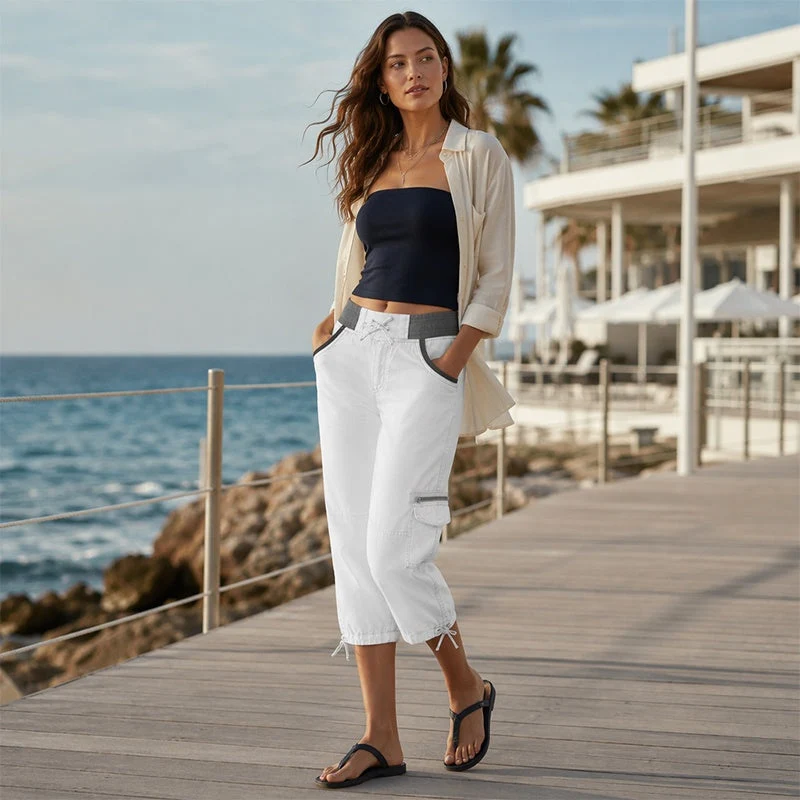 Falivana | Hoch geschnittene Cargo-Caprihose mit Taschen