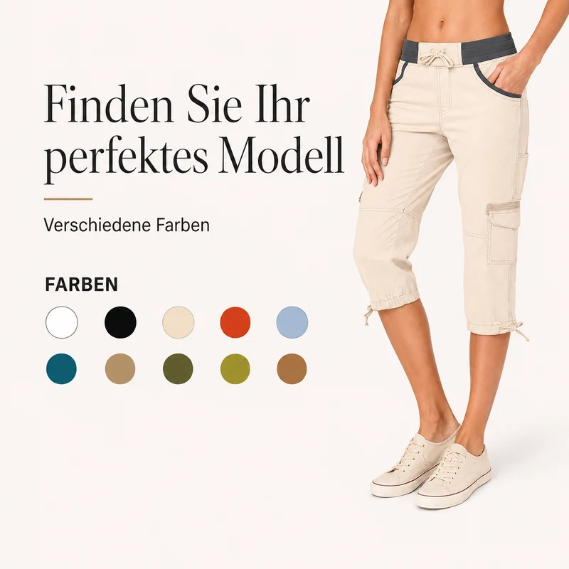 Falivana | Hoch geschnittene Cargo-Caprihose mit Taschen