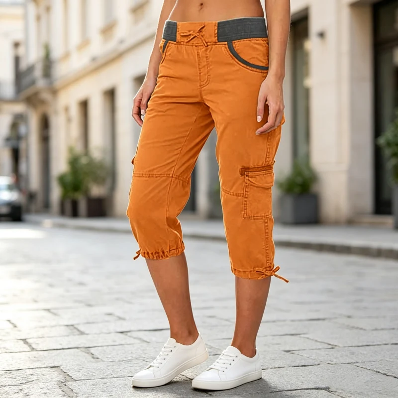 Falivana | Hoch geschnittene Cargo-Caprihose mit Taschen