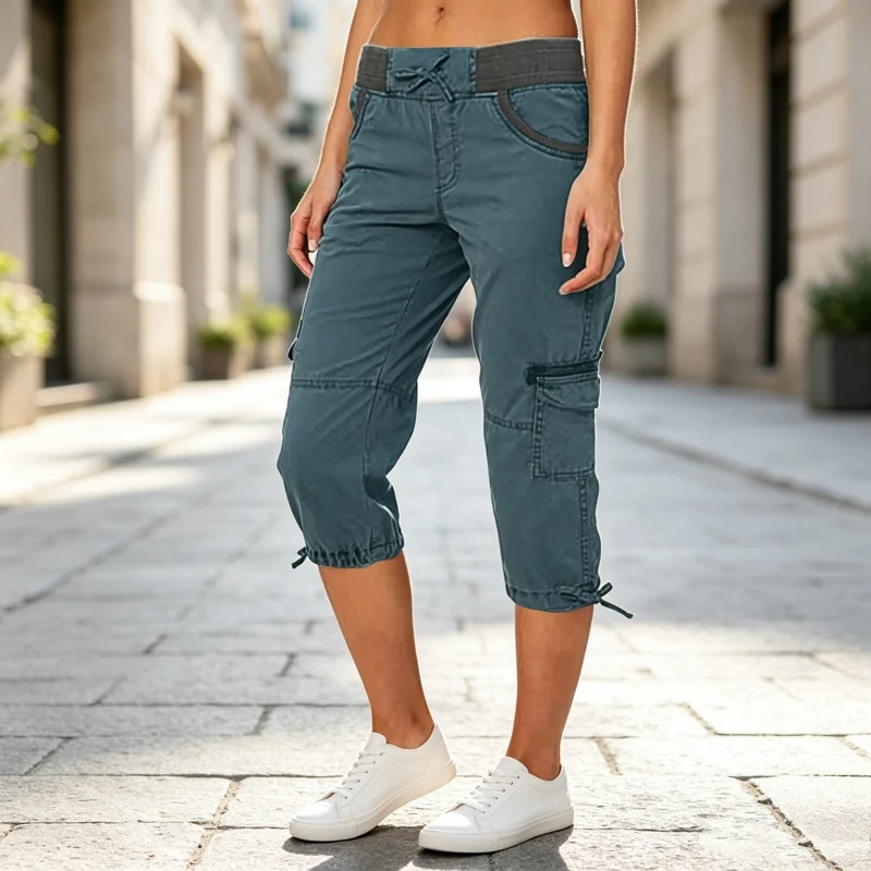 Falivana | Hoch geschnittene Cargo-Caprihose mit Taschen