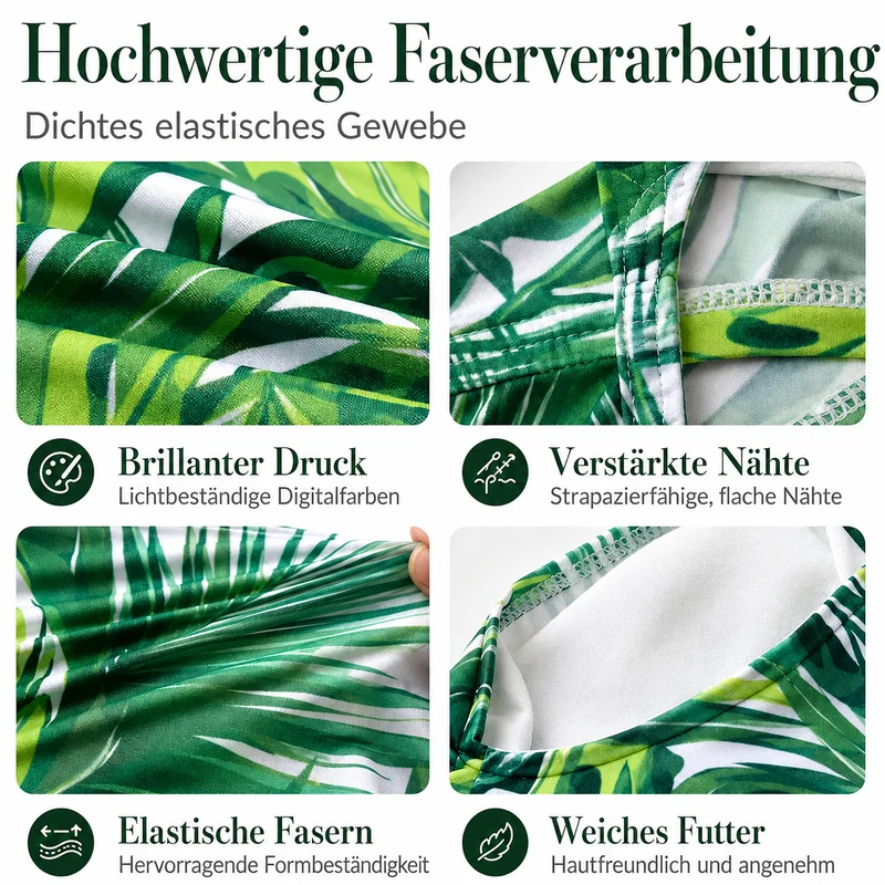 Zeshlea | Tropischer Badeanzug-Dreiteiler mit Strandkimono