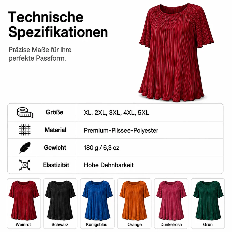 Naristella | Figurschmeichelnde Plissee-Bluse in großen Größen