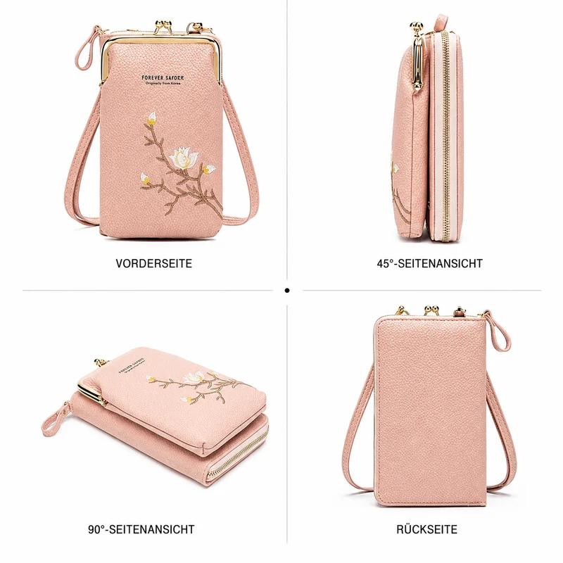 Josalie | Florale Umhängetasche mit zwei Handyfächern