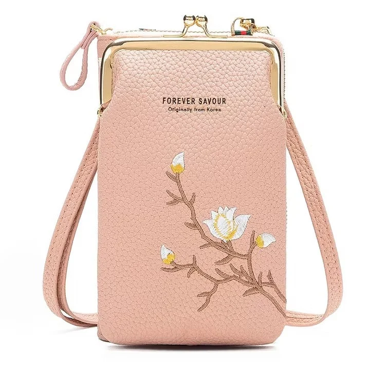 Josalie | Florale Umhängetasche mit zwei Handyfächern
