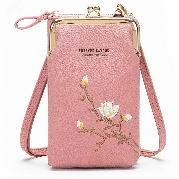 Josalie | Florale Umhängetasche mit zwei Handyfächern