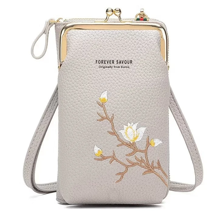 Josalie | Florale Umhängetasche mit zwei Handyfächern