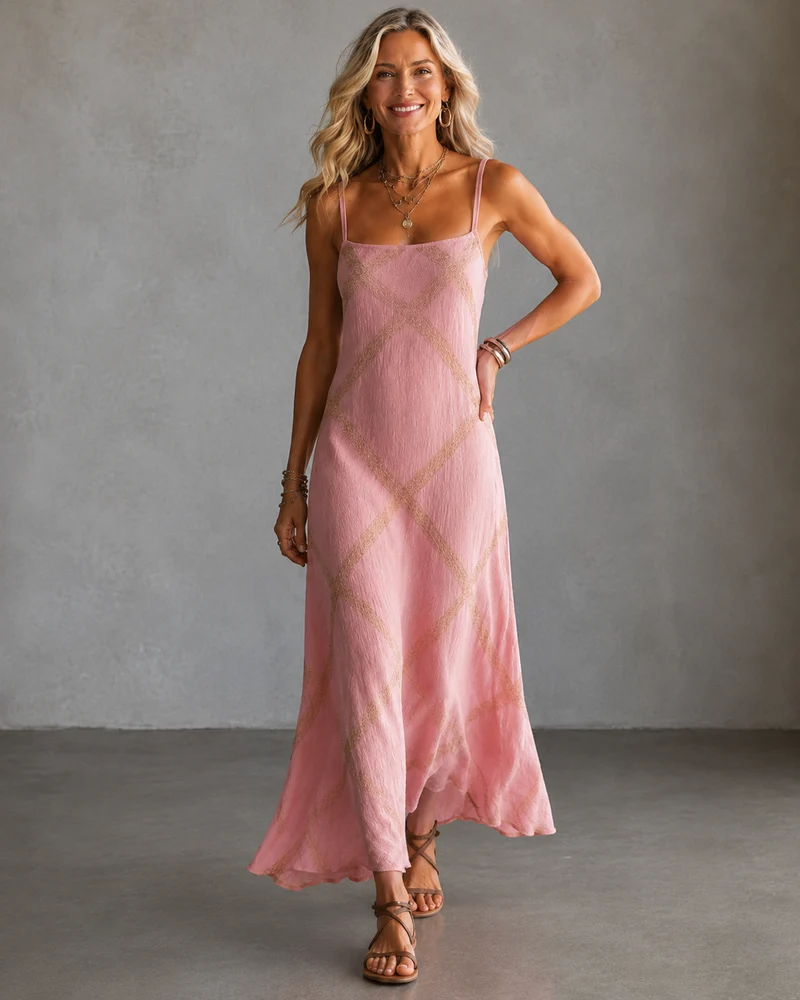 Lavedha | Bauchschmeichelndes Maxikleid mit grafischem Muster