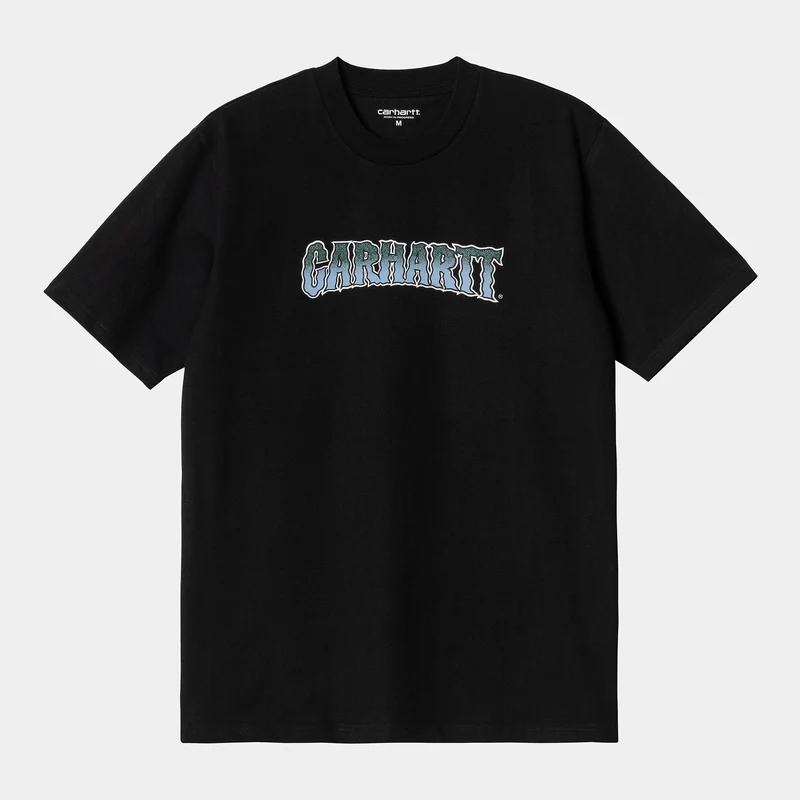 Carhartt WIP Herren Slow Script Kurzarm-Bio-T-Shirt – Schwarz