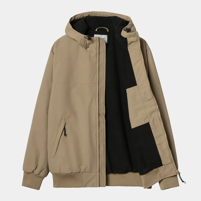 Carhartt WIP Herren-Segeljacke mit Kapuze – Leder / Schwarz