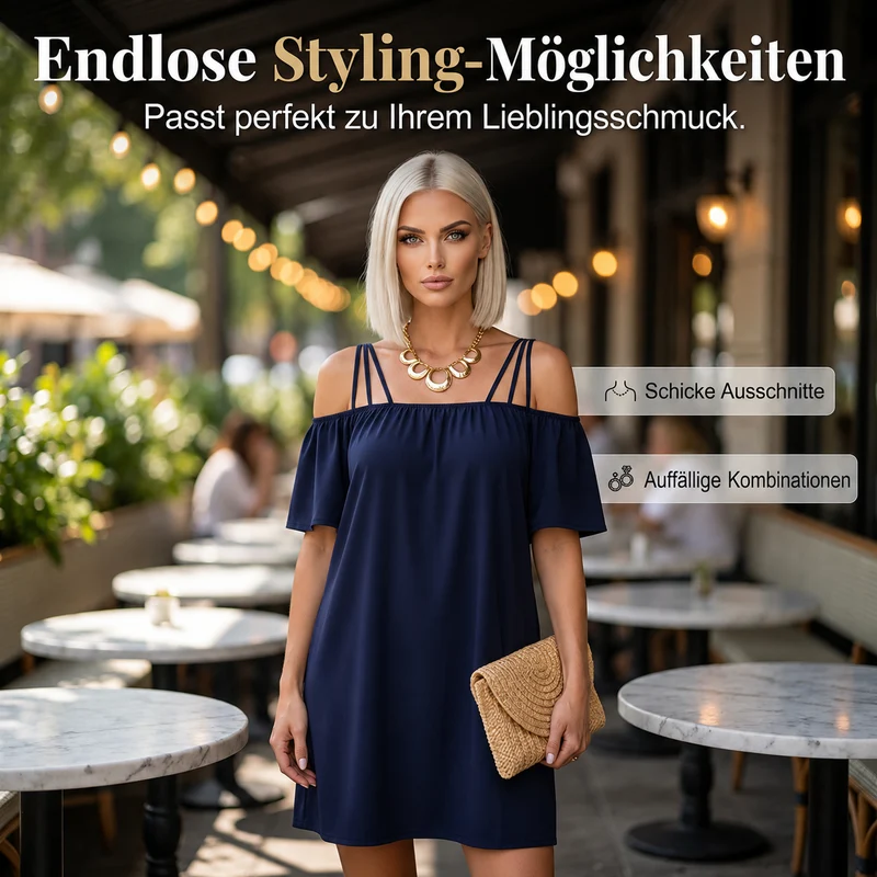 Rosevida | Lockeres Minikleid mit feinen Spaghettiträgern