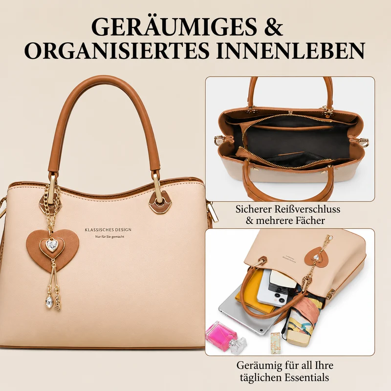 Lumira | Modische Handtasche mit glänzendem Herzdetail